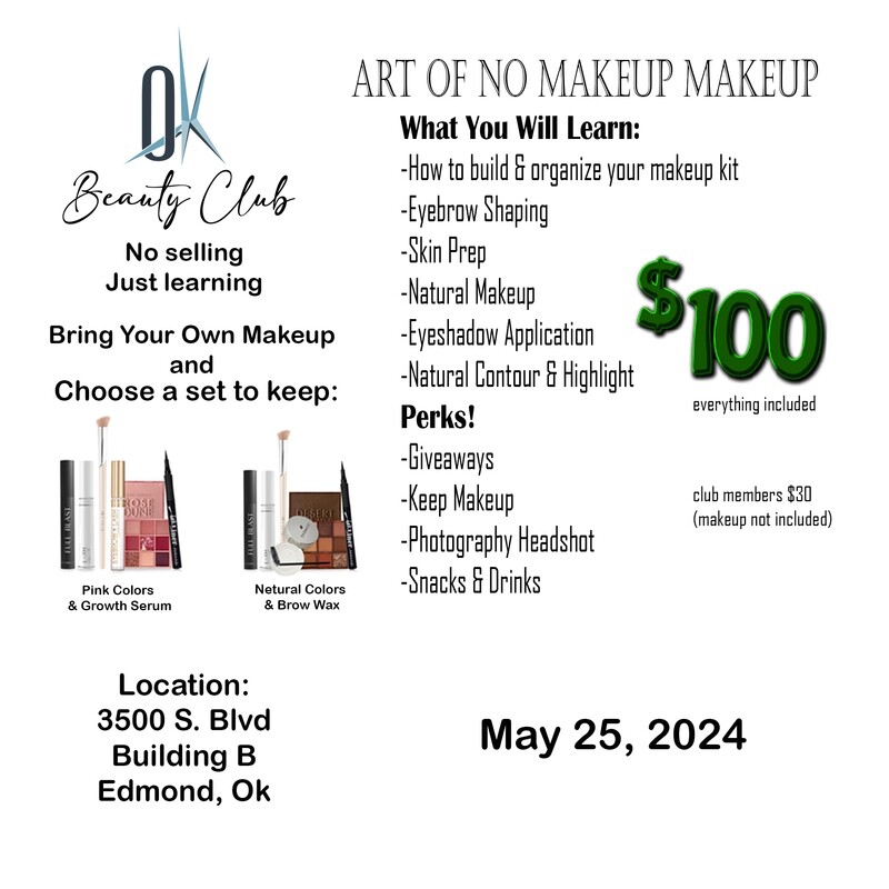 Makeup Class May 25 @ 11am, 2pm, 5pm, 8pm