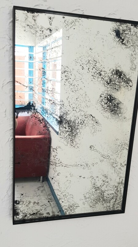 Antique Effect Mirror / Blue Colour Wash Mirror