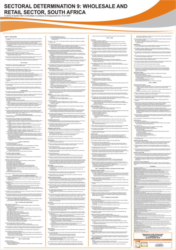 Sectoral Determination SD9 - A1 Laminated Poster (2025)