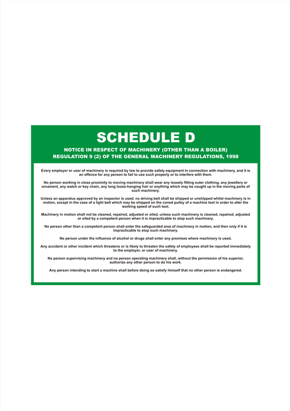 Schedule D - A3 Laminated Poster