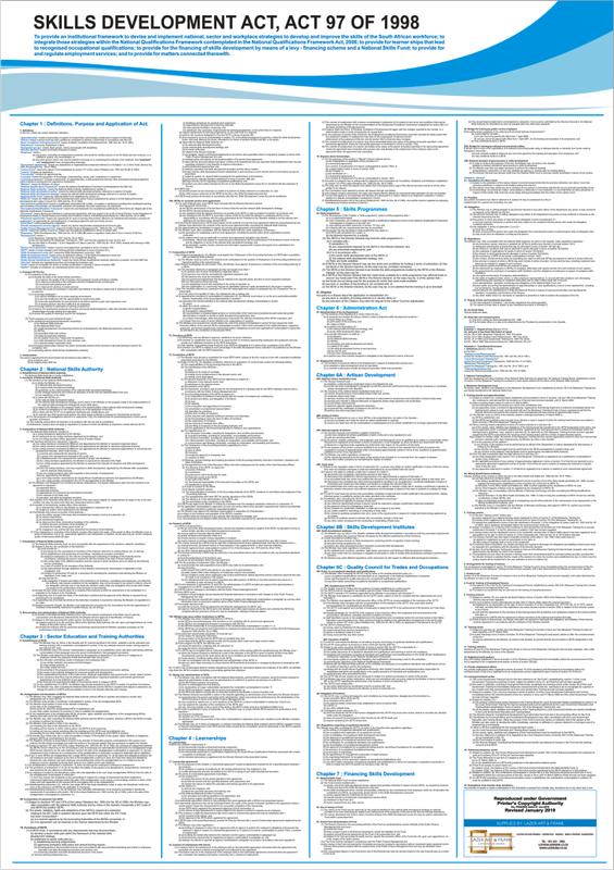 Skills Development Act Labour Law Poster/Chart - SDA - 2025 - A1 Laminated Summary of the Skills Development Act - A1 Laminated Labour Law Poster/Chart - SDA - 2025