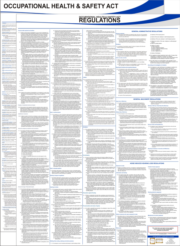 Occupational Health & Safety Act Poster/Chart - EEA - 2025 - A1 Laminated Labour Law poster A1 Laminated Occupational Health & Safety Act Labour Law Poster/Chart A1 - OHSA - 2025 - Summary