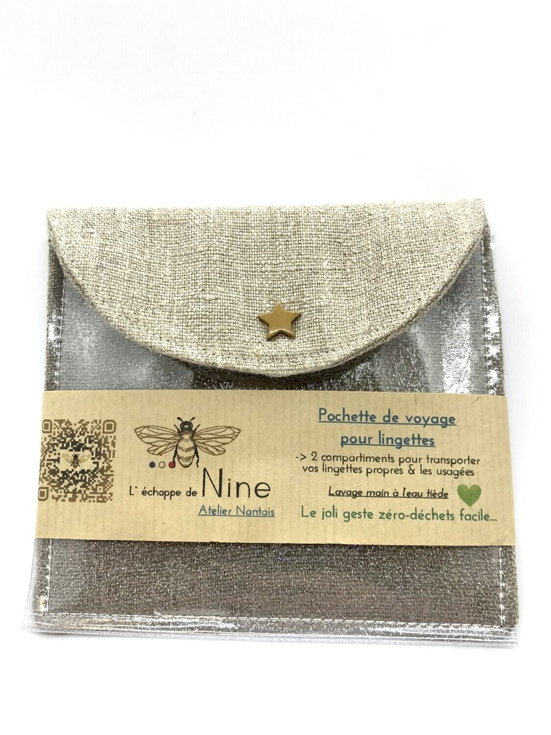 Nine 
Pochette de voyage en lin pour lingette