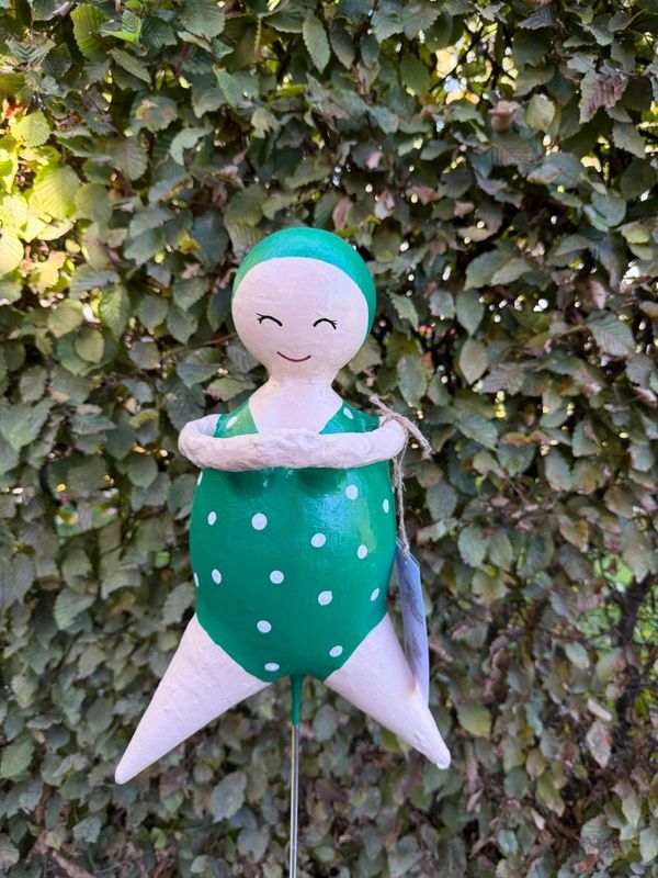 Zwembad dame groen + witte stippen