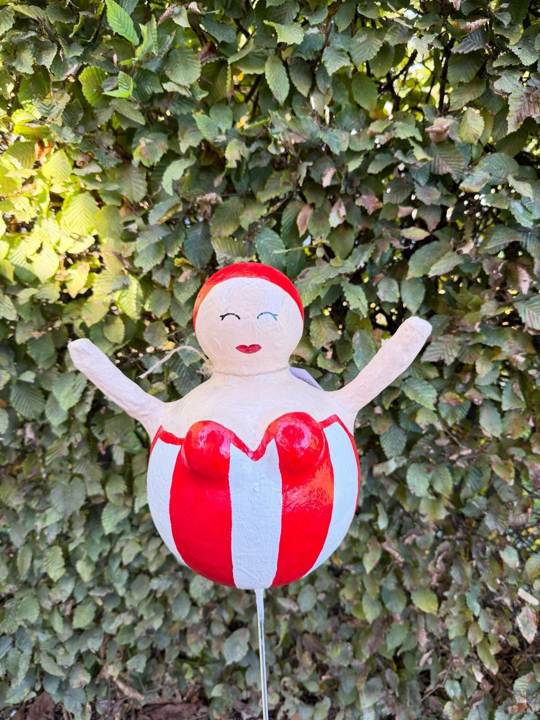 Zwembad dame rood/wit strepen groot