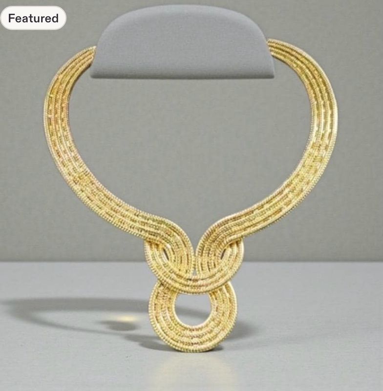 Gold Knot Sculptured Choker Necklace | Statement Collar Necklace | Chunky Gold Chain Necklace | Inspired by Trinny Woodall’s Style
