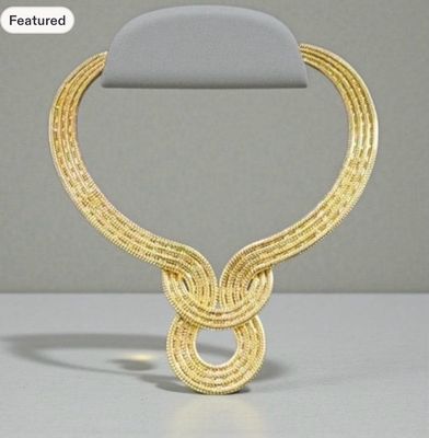 Gold Knot Sculptured Choker Necklace | Statement Collar Necklace | Chunky Gold Chain Necklace | Inspired by Trinny Woodall’s Style