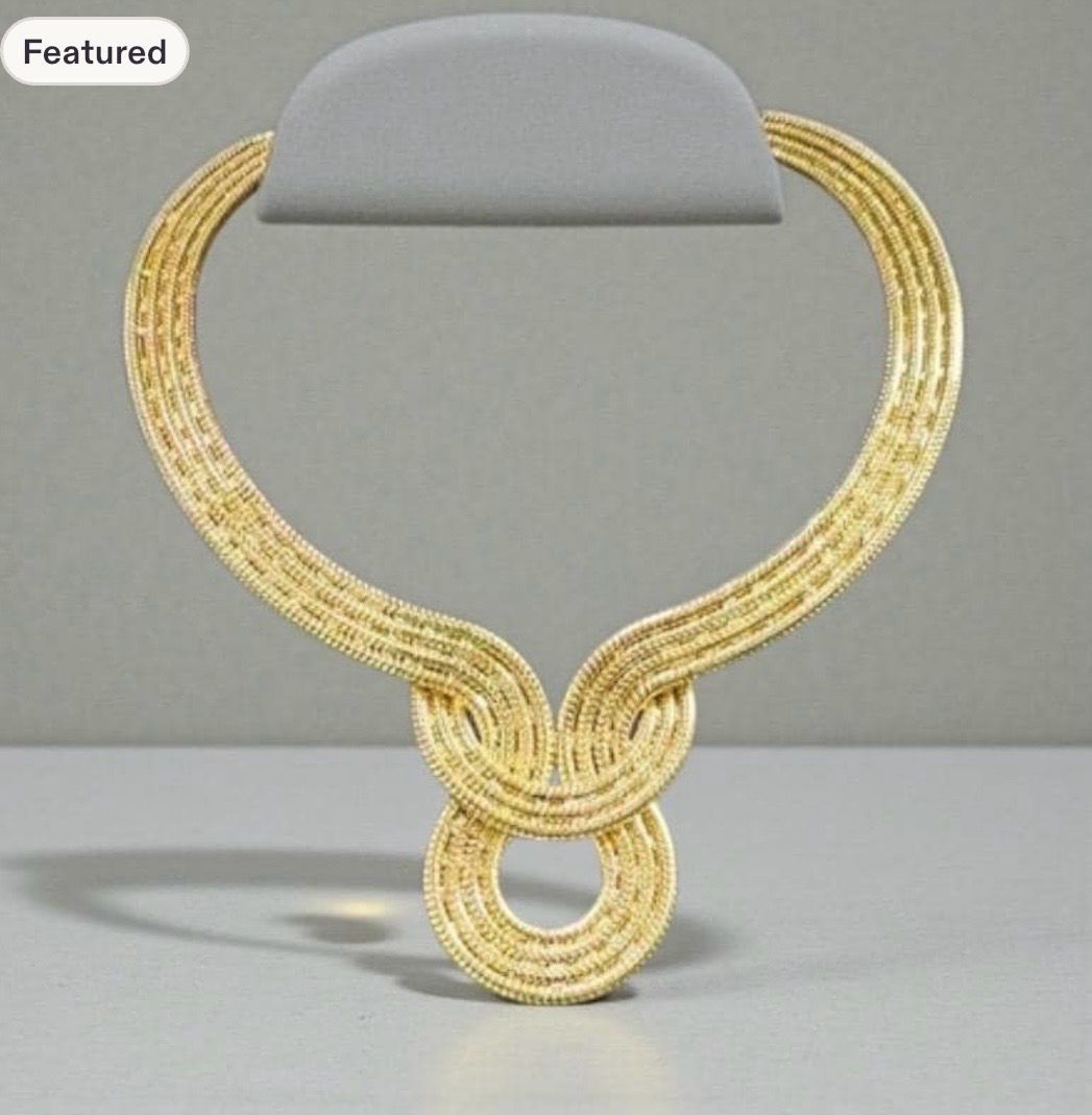 Gold Knot Sculptured Choker Necklace | Statement Collar Necklace | Chunky Gold Chain Necklace | Inspired by Trinny Woodall’s Style