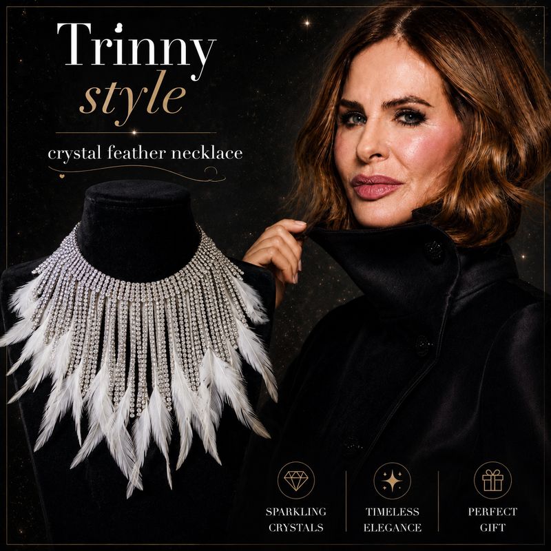 Trinny Feather Rhinestone Necklace