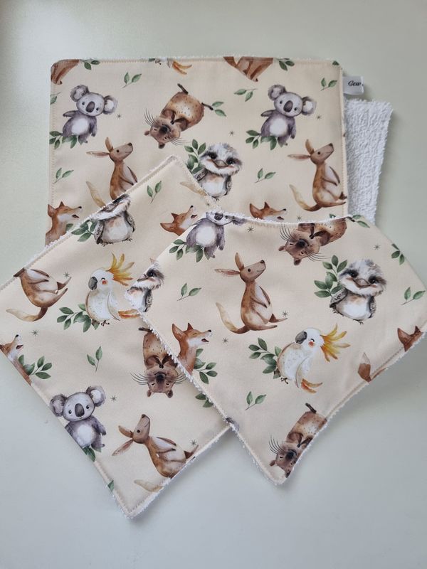 Baby Gift Sets - Burp Cloth, Bib &amp; Wash Cloth set