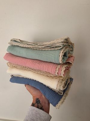 Muslin Wraps with Lace Edging
