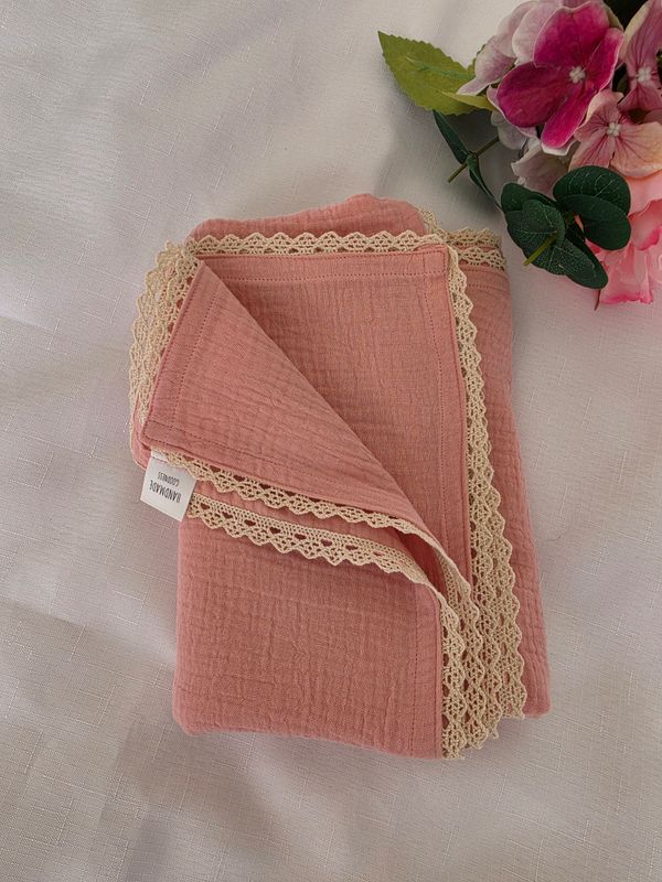 Muslin Wraps with Lace Edging