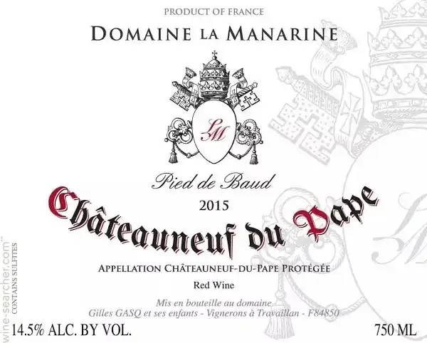 Domaine La Manarine Chateauneuf du Pape Pied de Baud 2022 (750 ml)