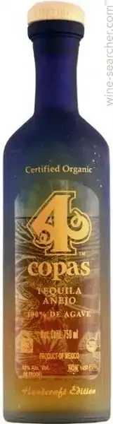 4 Copas Organic Tequila Anejo, Jalisco, Mexico 750 ml