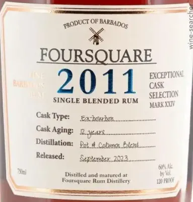 2011 Foursquare Rum Distillery Exceptional Cask Selection MARK XXIV Single Blended Rum, Barbados 750 ml