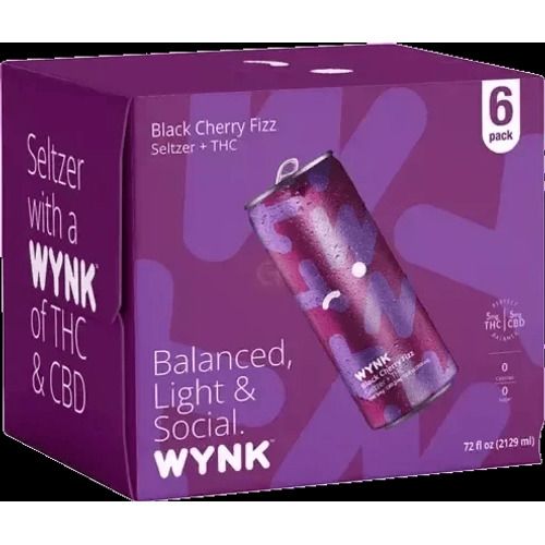 WYNK Black Cherry Fizz THC Seltzer 4 pack can