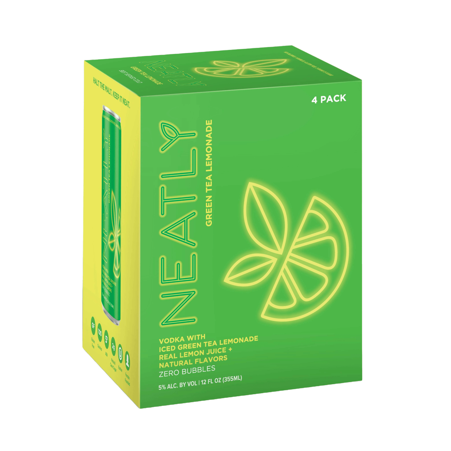 Neatly - Spiked Vodka &amp; Green Tea Lemonade - 4 pack 12oz cans