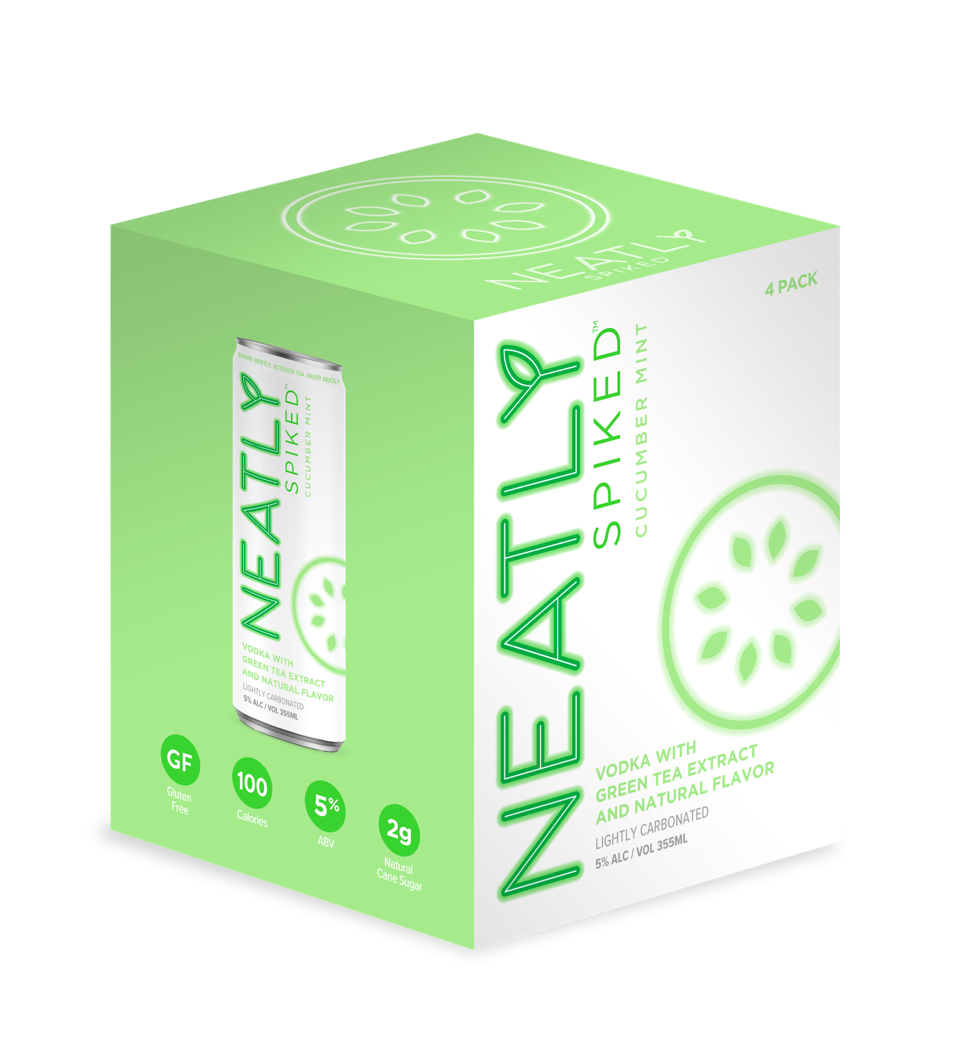 Neatly - Cucumber Mint - Spiked Vodka &amp; Green Tea Seltzer - 4 pack 12oz cans