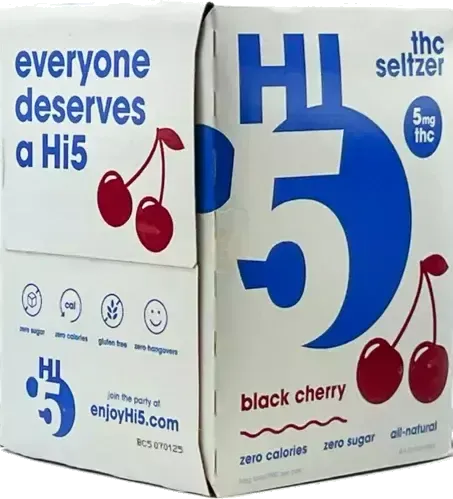 HI5 - THC Seltzer - Black Cherry - 4 pack 12oz cans