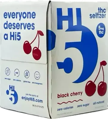 HI5 - THC Seltzer - Black Cherry - 4 pack 12oz cans