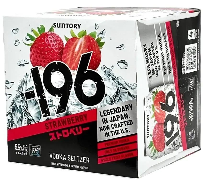 Suntory -196 Strawberry Vodka Seltzer 4 pack can