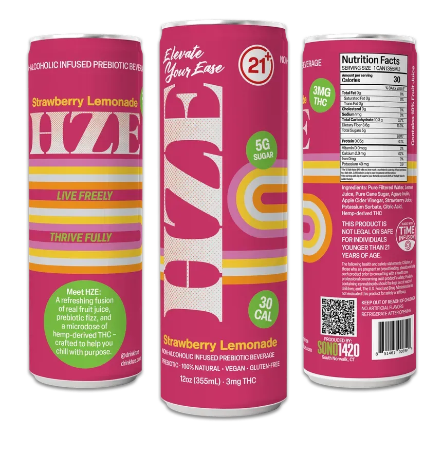 SoNo 1420 - Hze THC Seltzer - Strawberry Lemonade - 4 pack 12oz cans