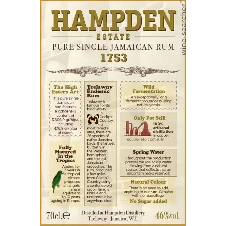 Hampden Estate '1753' Pure Single Jamaican Rum 750 ml
