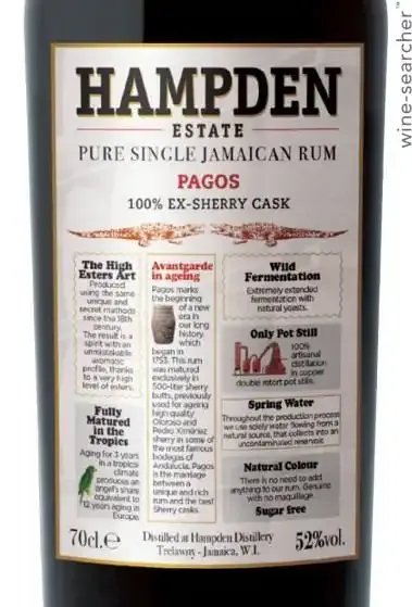 Hampden Estate Pagos Ex-Sherry Cask Pure Single Jamaican Rum (750 ml)