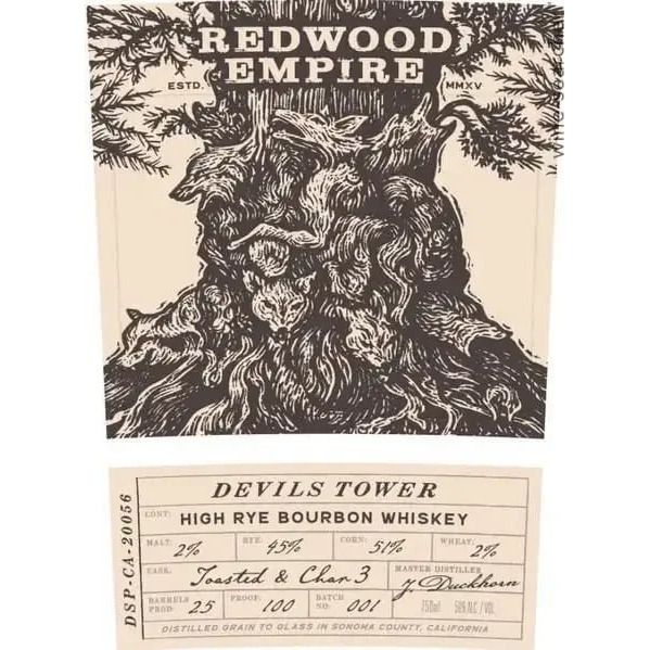 Redwood Empire 'Devil's Tower' High Rye Bourbon Whiskey 750 ml