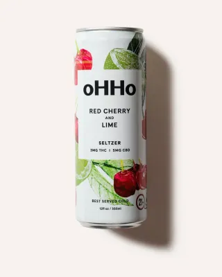 oHHo Red Cherry &amp; Lime THC Seltzer 4 pack can