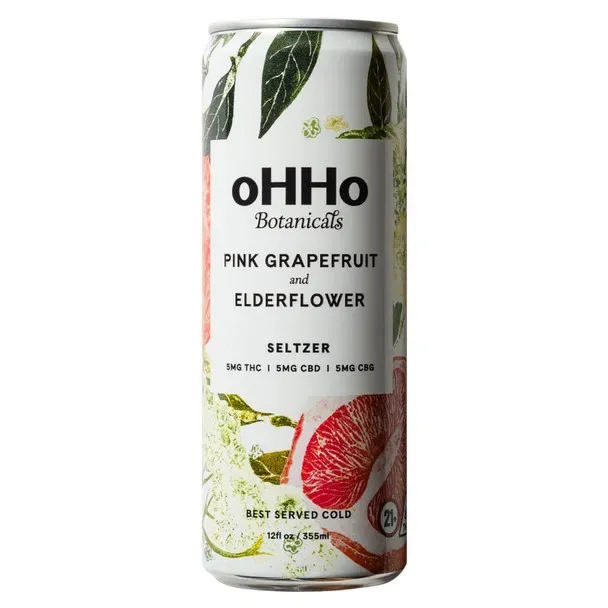 oHHo Pink Grapefruit &amp; Elderflower THC Seltzer 4 pack can