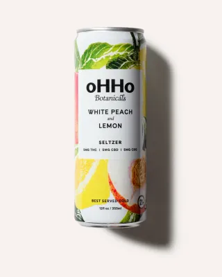 oHHo White Peach &amp; Lemon THC Seltzer 4 pack can