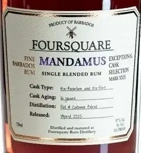 Foursquare Rum Distillery Exceptional Cask Selection 'Mandamus' 16 Year Old Single Blended Rum (750 ml)
