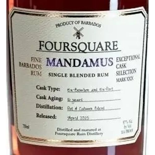 Foursquare Rum Distillery Exceptional Cask Selection 'Mandamus' 16 Year Old Single Blended Rum (750 ml)