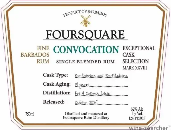 Foursquare Rum Distillery Exceptional Cask Selection Mark XXVIII 'Convocation' 14 Year Old Single Blended Rum (750 ml)
