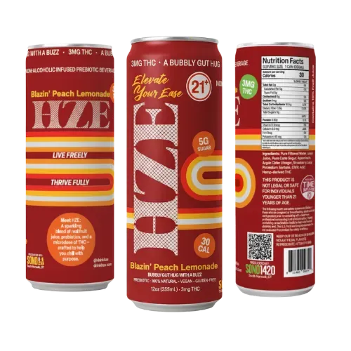 SoNo 1420 - Hze THC Seltzer - Blazin' Peach Lemonade - 4 pack 12oz cans