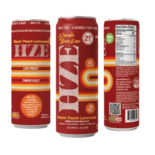 SoNo 1420 - Hze THC Seltzer - Blazin' Peach Lemonade - 4 pack 12oz cans