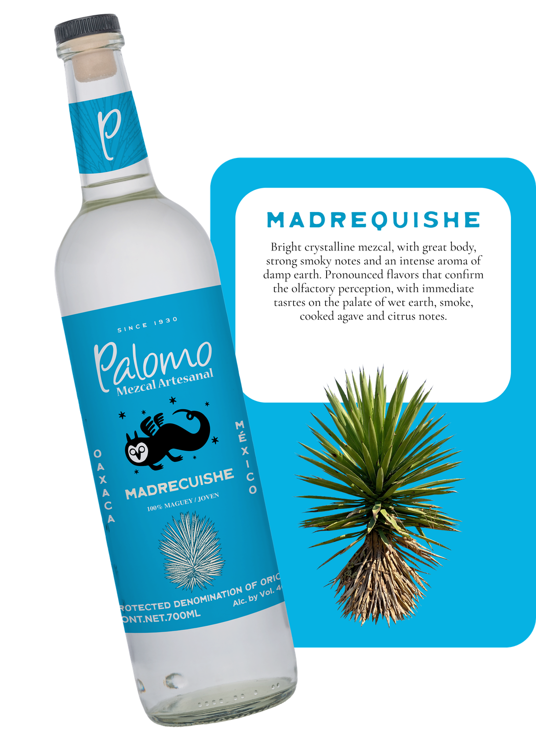 Palomo Madrecuishe Mezcal Joven Artesanal (700 ml)