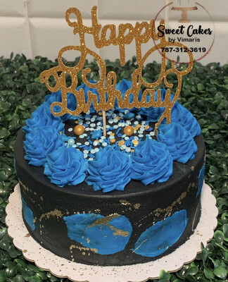 Black, Blue and Gold Cake