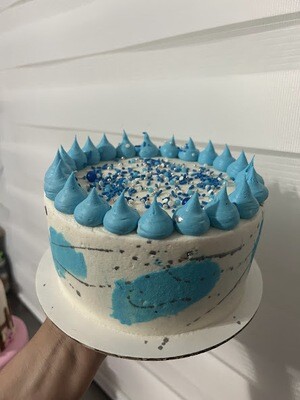 White, Light Blue and Silver Cake