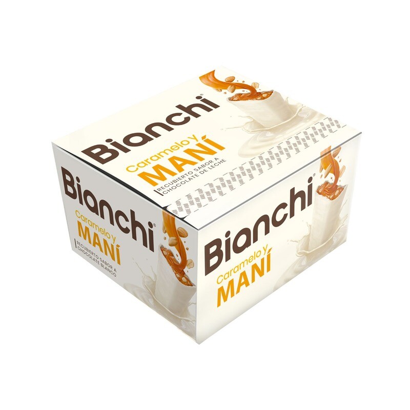 Bianchi barra caramelo y maní chocolate blanco 12U