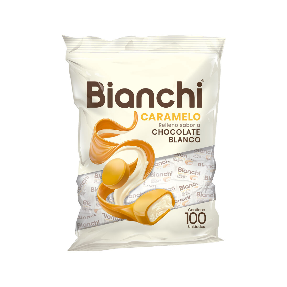 Bianchi Caramelo relleno Chocolate Blanco 100U Bianchi Caramelo relleno Chocolate Blanco 100U