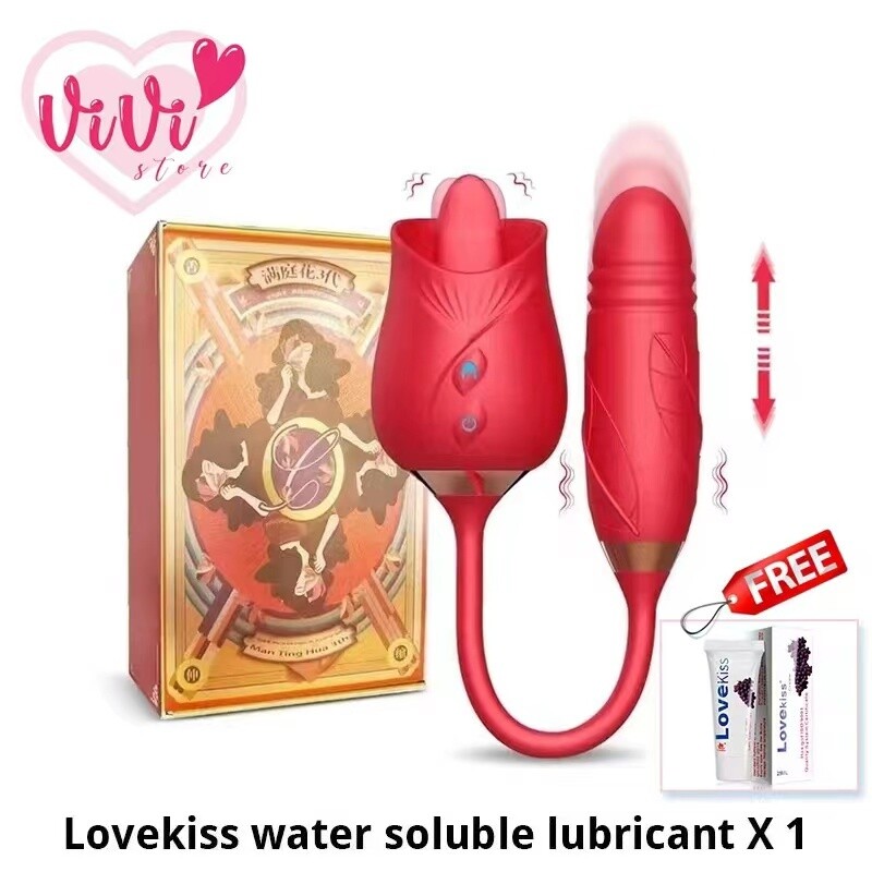 Rose Tail Licking Sucking Vibrator Thrusting Dildo Anal Clitoral Suction Masturbator Sex Toy for Women