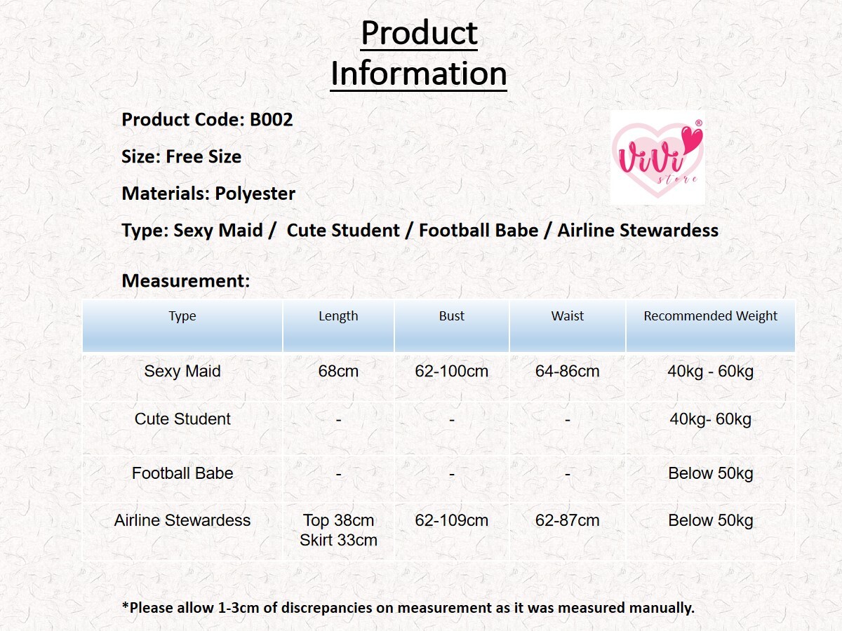 Vivi Sexy Lingerie Cosplay Uniform Costume Nightwear Malaysia