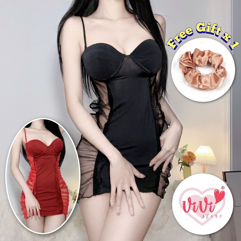 Vivi Lingerie Sexy Mesh See Through Singlet Nightdress Malaysia