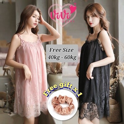 Vivi Sexy Lingerie Sweet Princess Loose Lace Comfort Sleepwear Malaysia