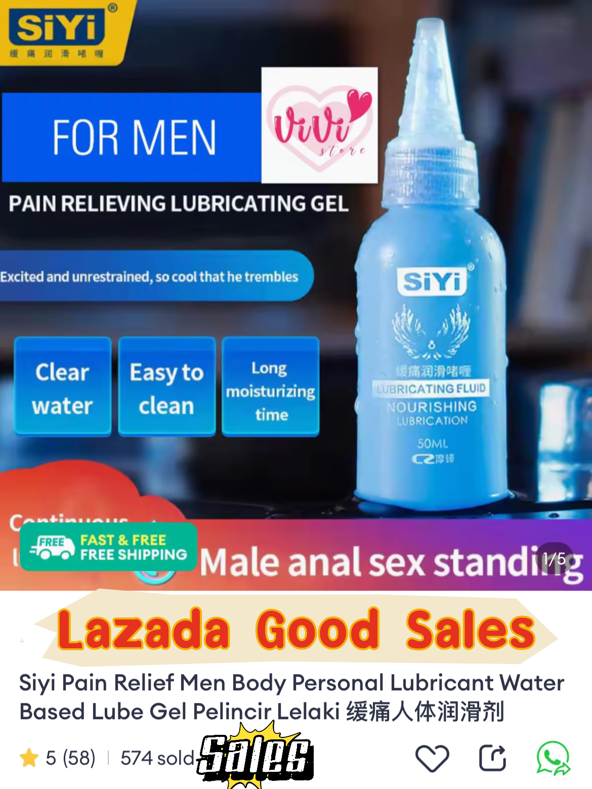 Siyi 50ml Pain Relief  Water Based Personal Body Lubricant Malaysia