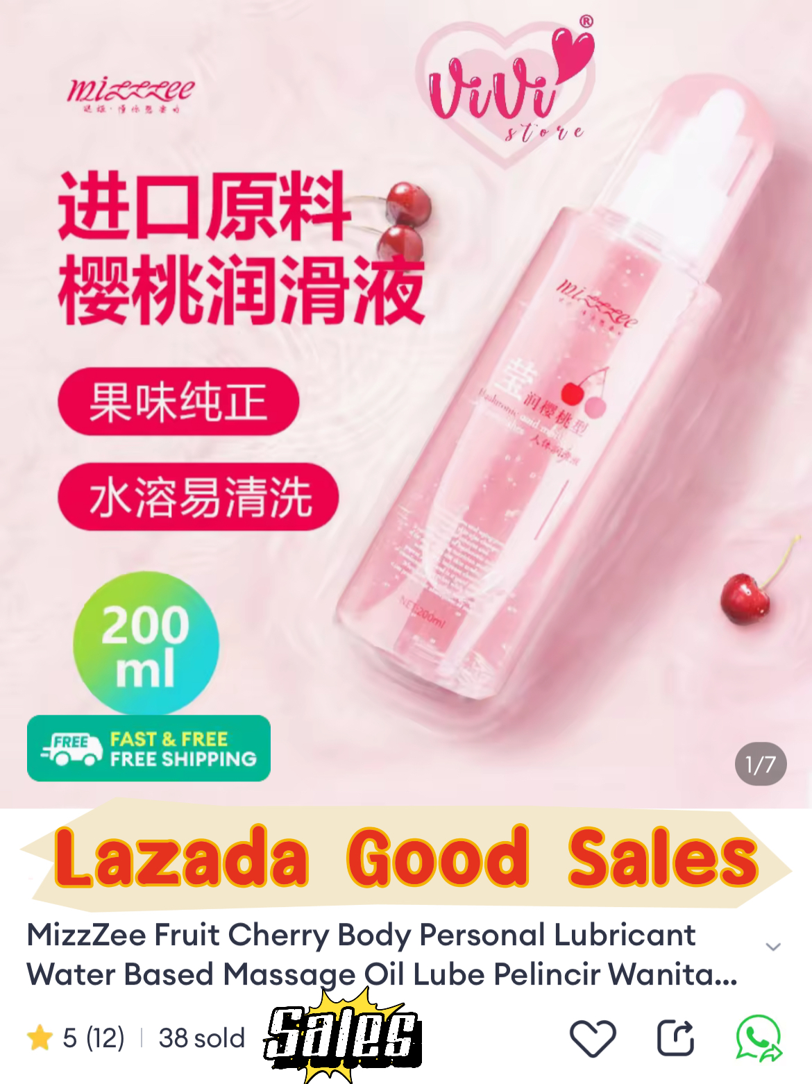 MizzZee Fruit Cherry 200ml Water Based Personal Body Lubricant Malaysia