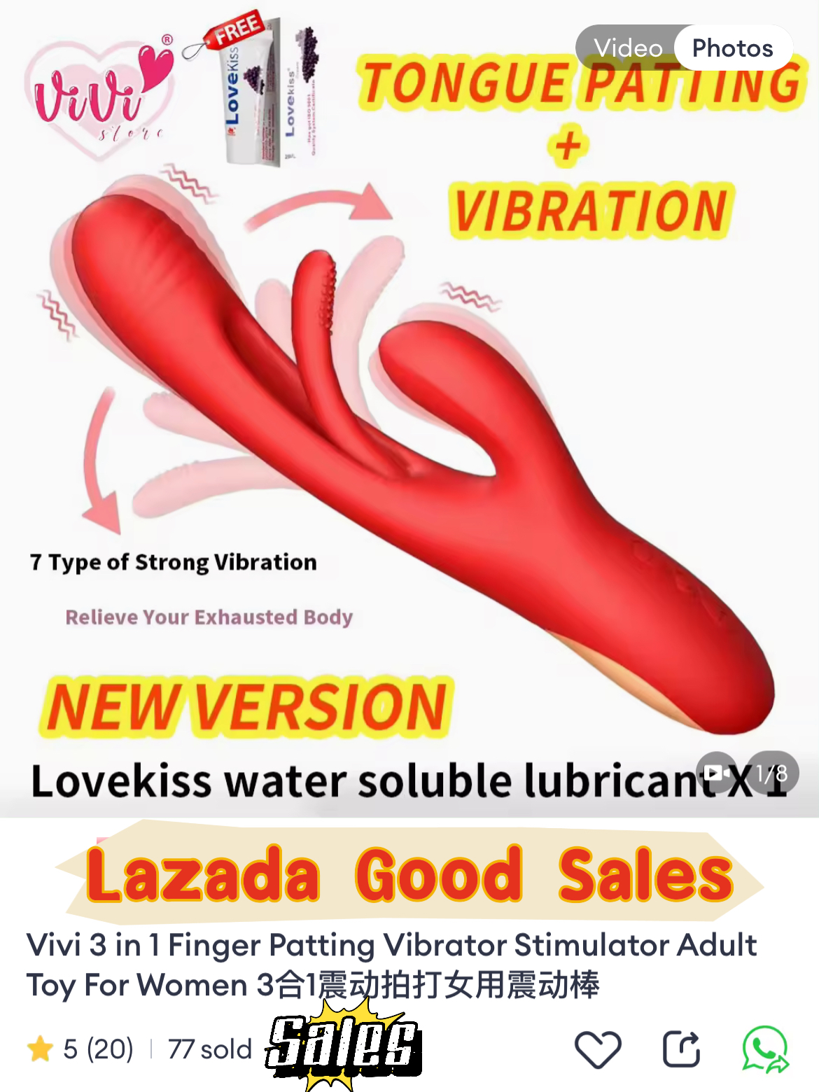 Vivi 3 in 1 Finger Patting Sucking Dildo Vibrator Stimulator Women Adult Toy Malaysia