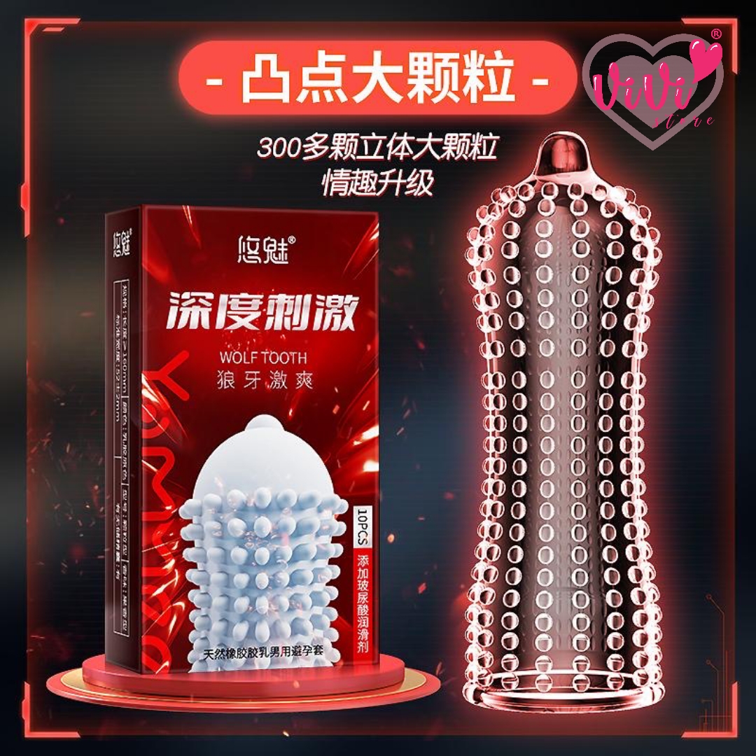 Vivistore Condom Dotted Thread Latex 10PCS Lubricated Hyaluronic Acid Ultra Large Granule Condom Malaysia (Not Durex)